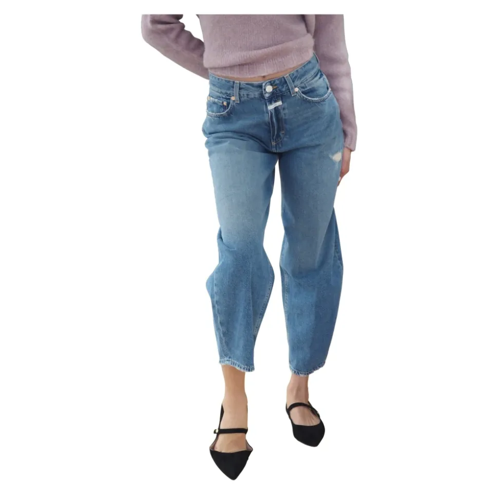 Barrel Fit Cropped Jeans
