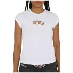 Baumwoll-Crew-Neck T-Shirt mit Frontdetail