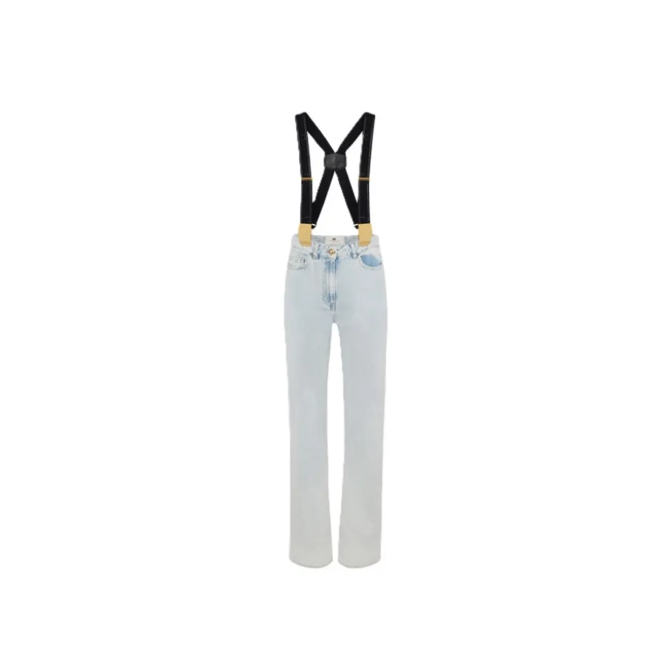Baumwoll-Denim-Hose mit Hosenträgern