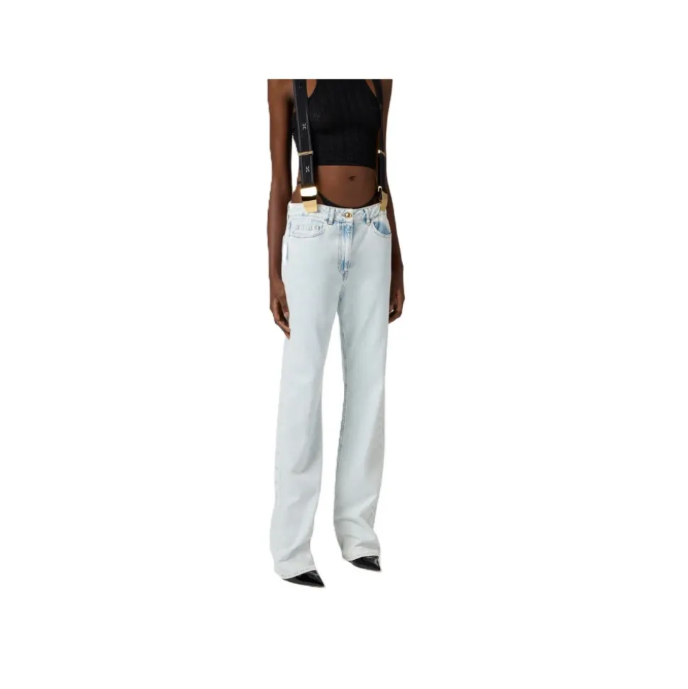 Baumwoll-Denim-Hose mit Hosenträgern