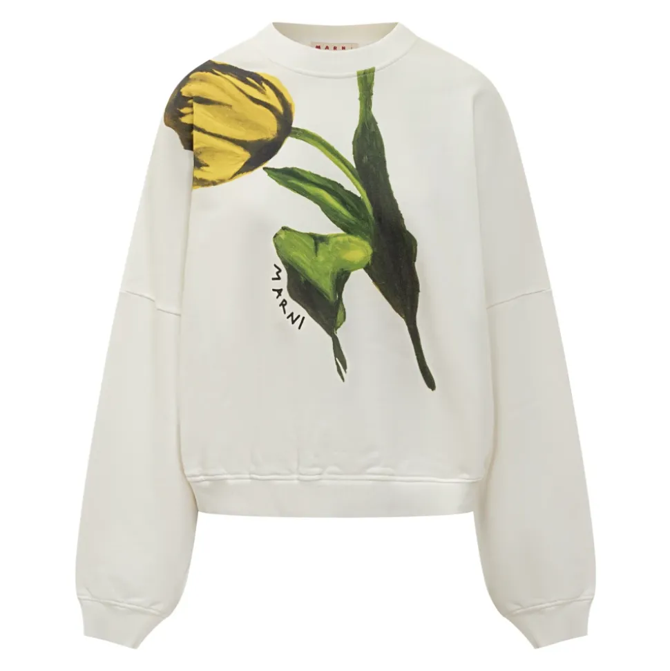 Baumwoll-Sweatshirt mit Tulpenprint