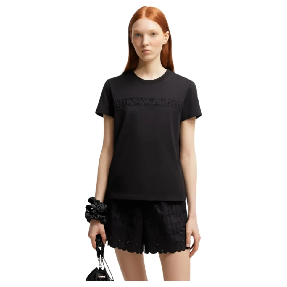 Baumwoll-T-Shirt mit gesticktem Logo