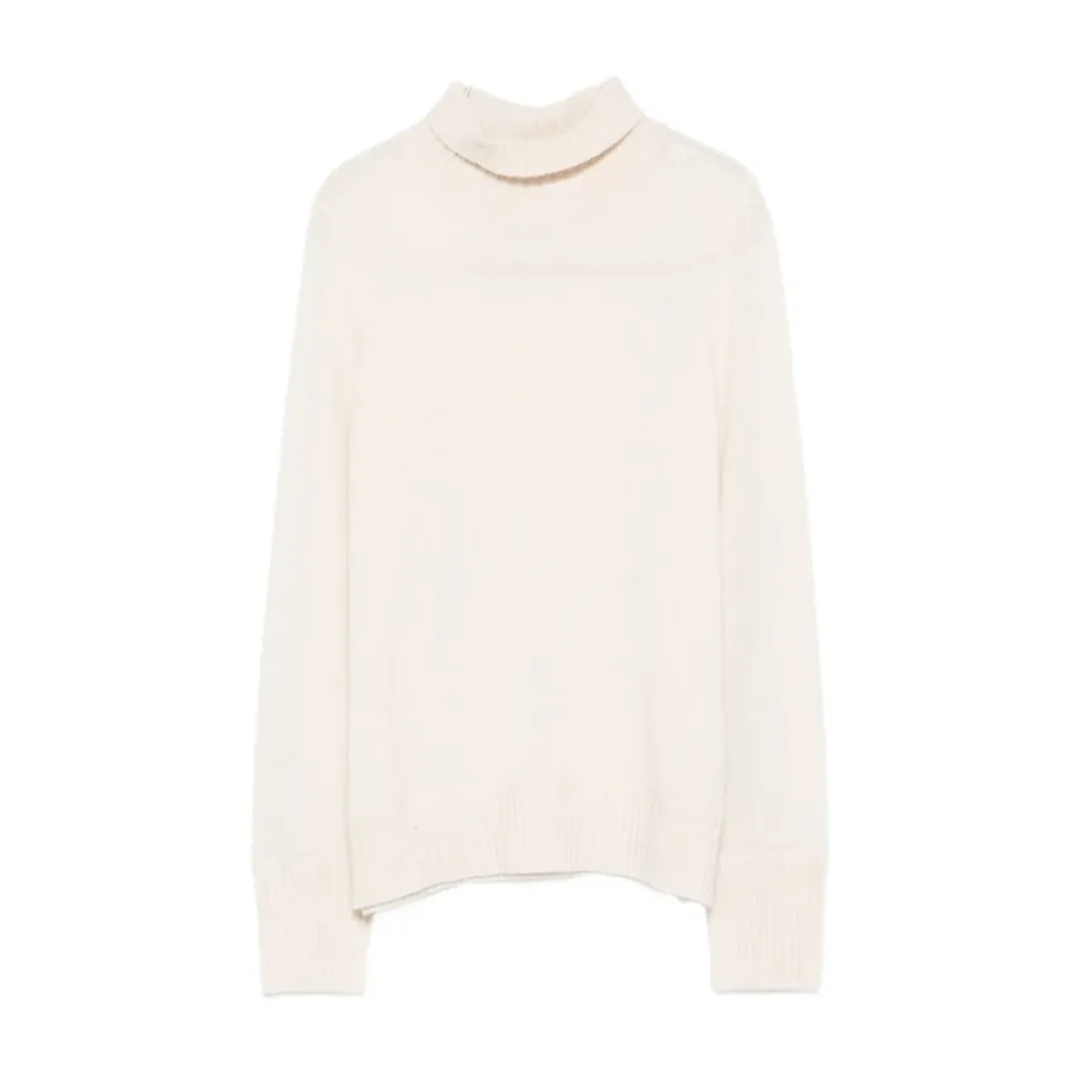 Beige Cashmere Turtleneck Sweater