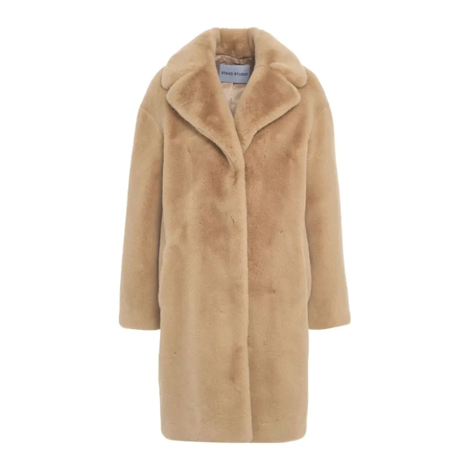 Beige Faux Fur Cocoon Coat