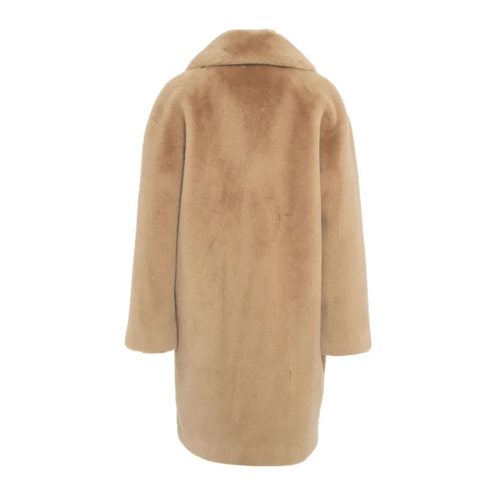 Beige Faux Fur Cocoon Coat
