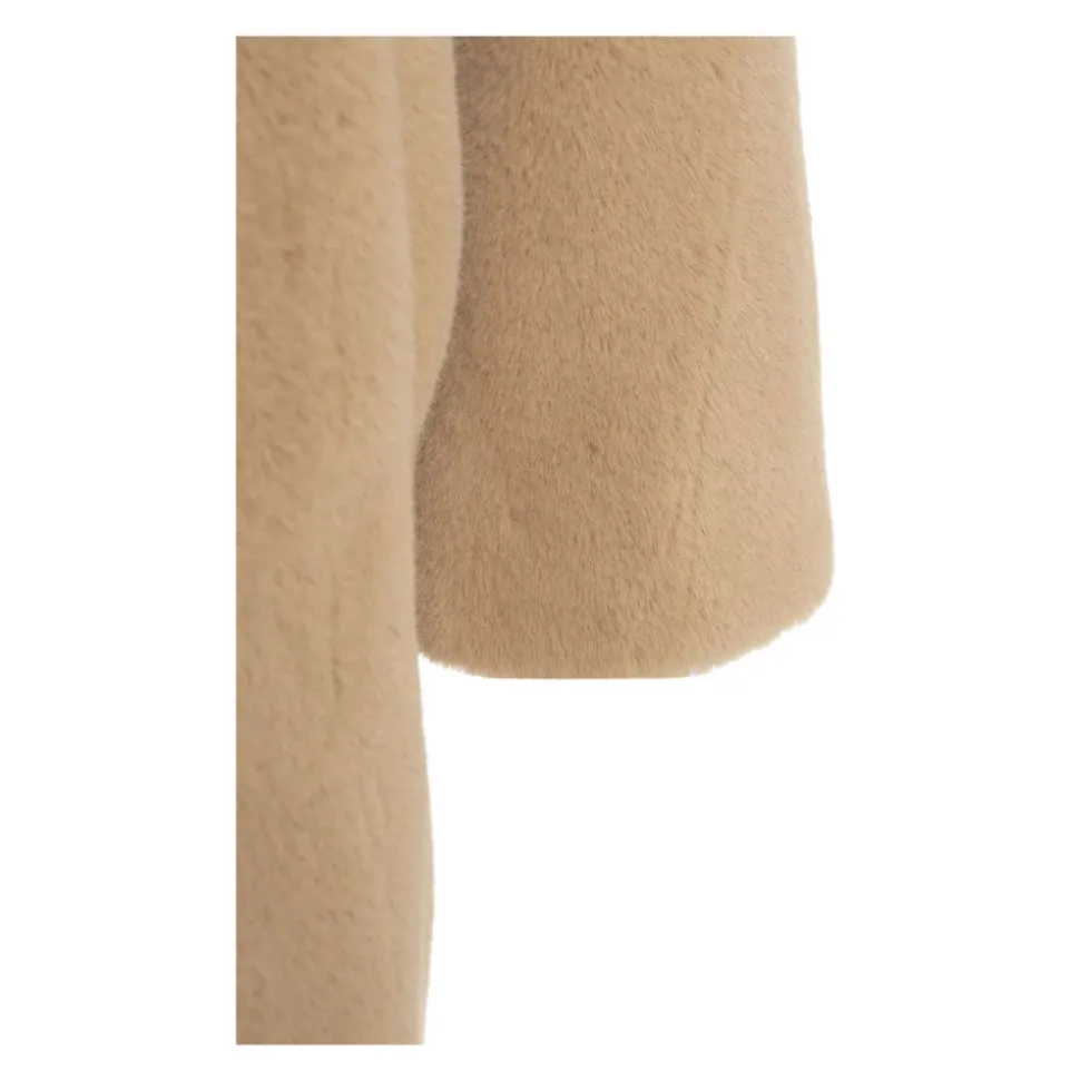 Beige Faux Fur Cocoon Coat