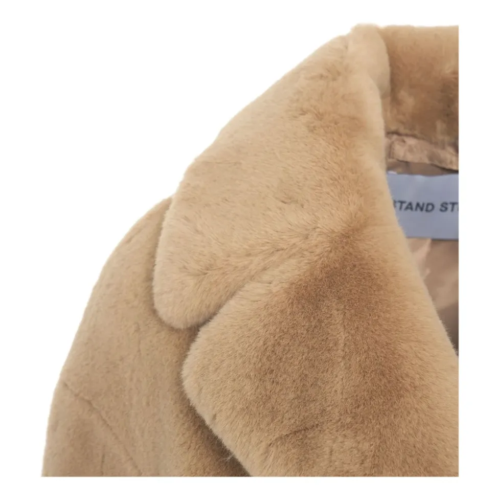 Beige Faux Fur Cocoon Coat