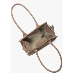 Beige Satchel Handtasche für Frauen aus Premium Italienischem Velours