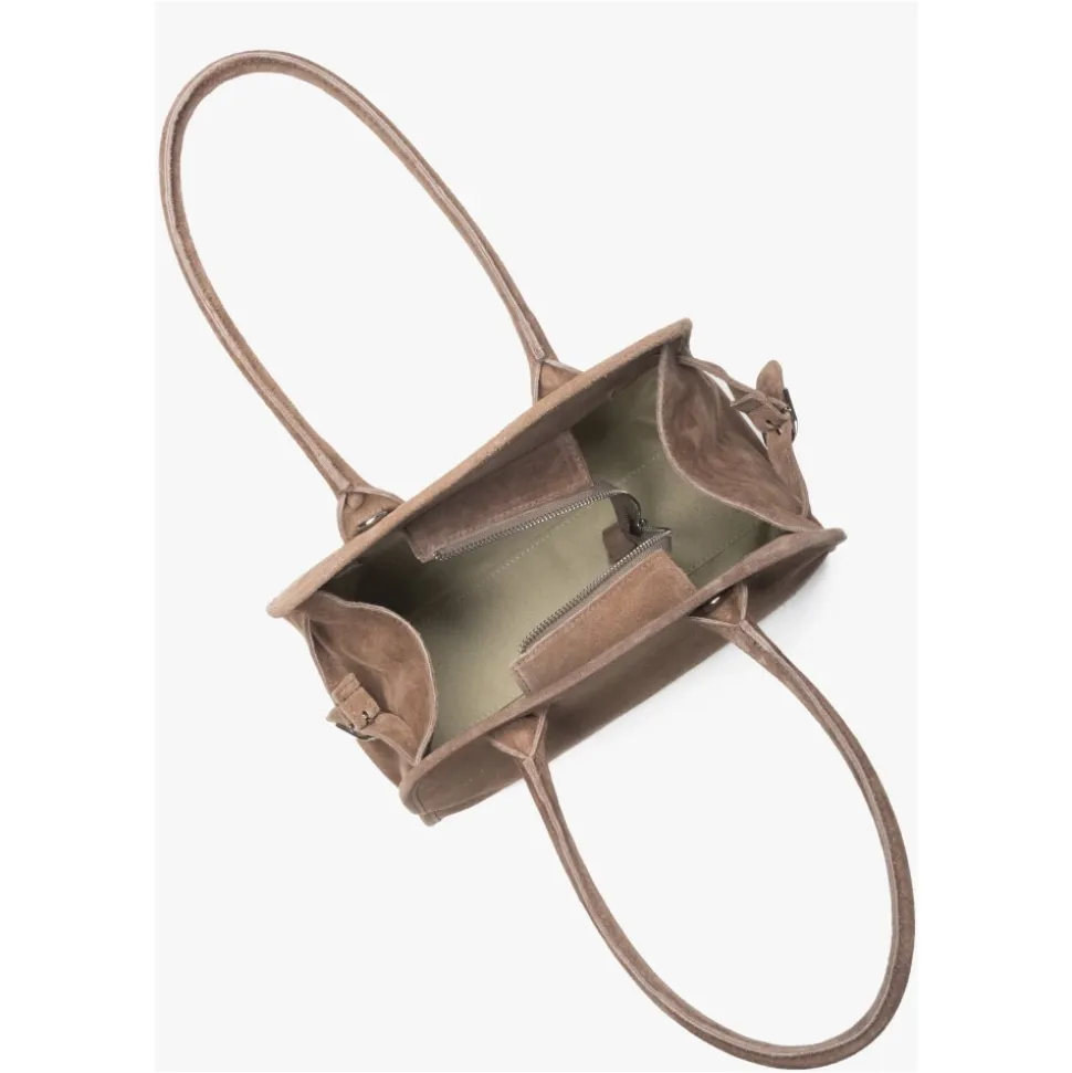 Beige Satchel Handtasche für Frauen aus Premium Italienischem Velours
