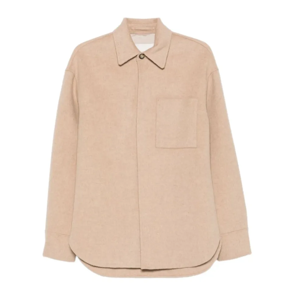Beige Seiden & Nylon Jacke