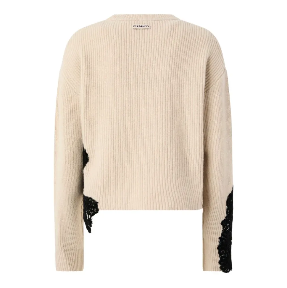 Beiger Pullover mit Logodetail