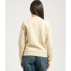 Beiger Pullover Rundhalsausschnitt Logo Bestickt