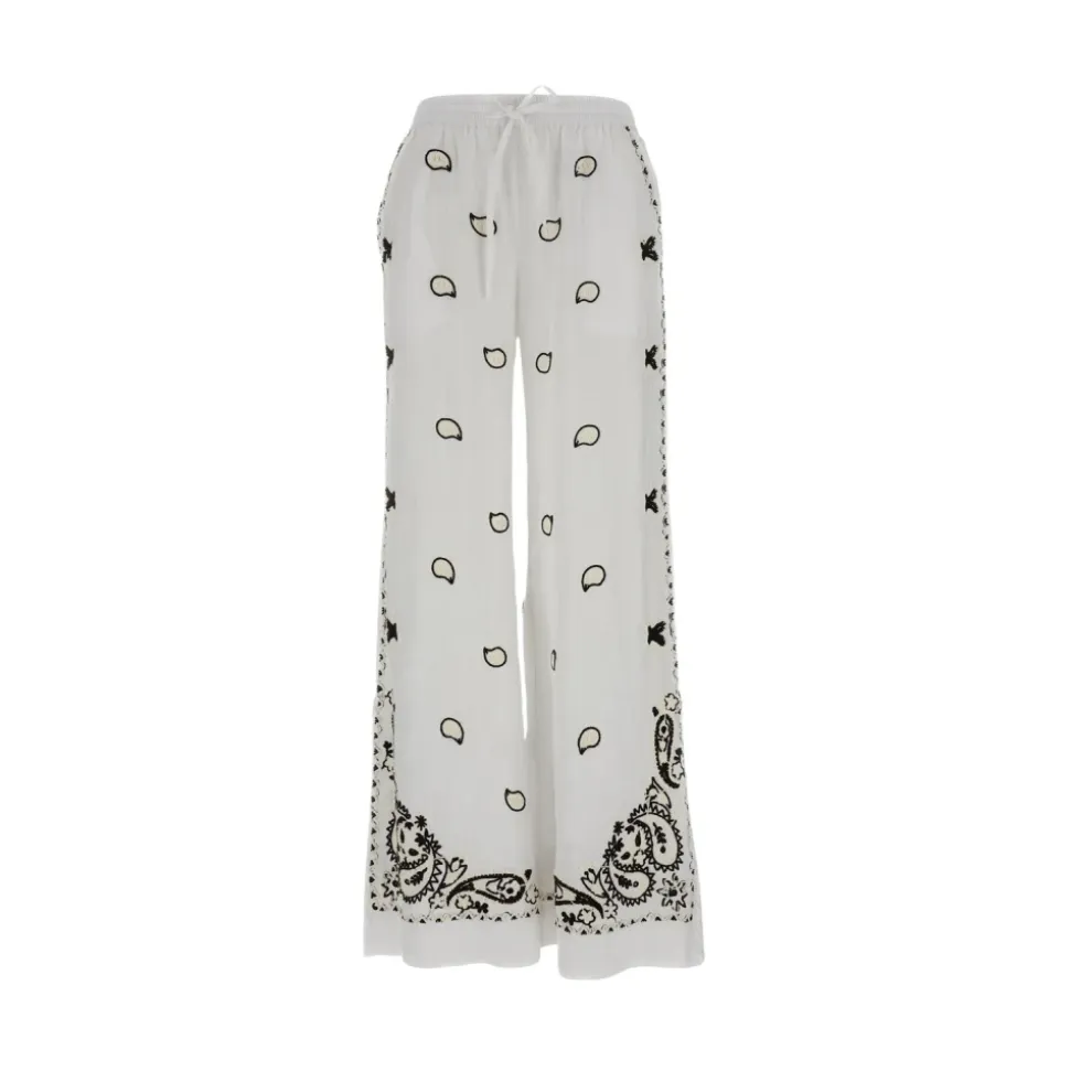 Bestickte Leinen Wide Trousers
