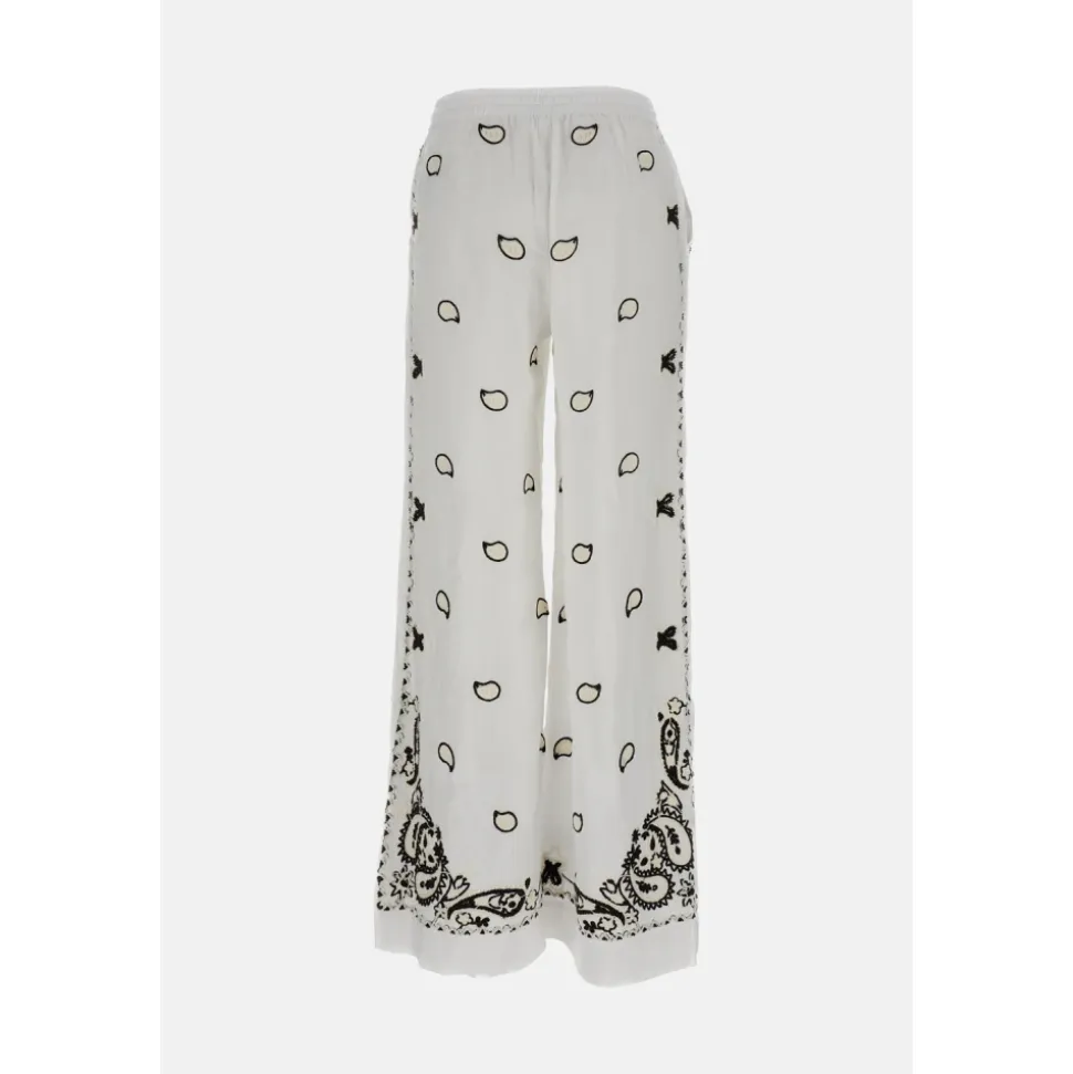 Bestickte Leinen Wide Trousers