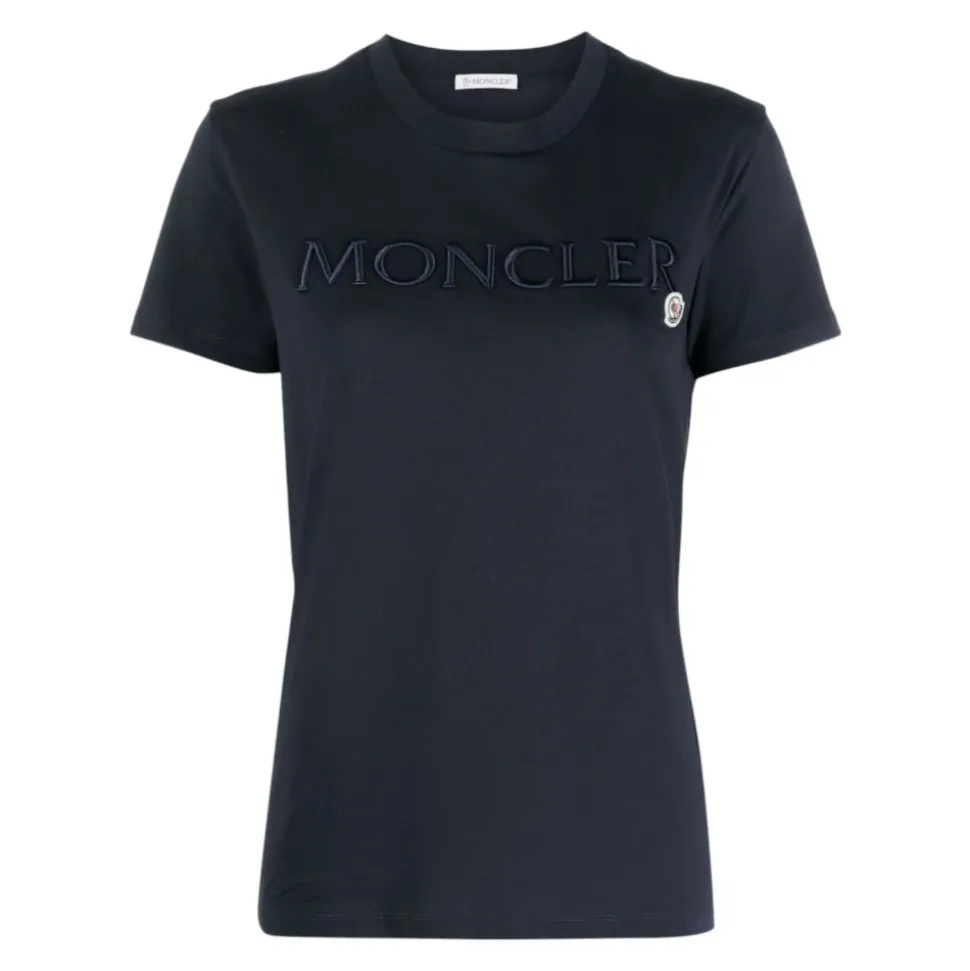 Blau Besticktes Logo T-Shirt