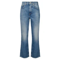 Blaue Cropped Flare Jeans