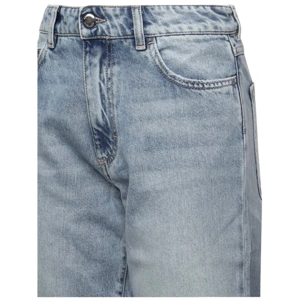 Blaue Denim Jeans Hohe Taille