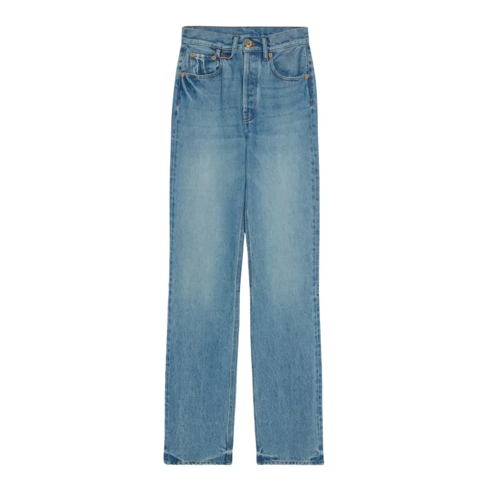 Blaue High Rise Straight Leg Jeans