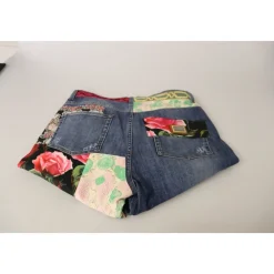 Blaue Patchwork High Waist Denim Jeans