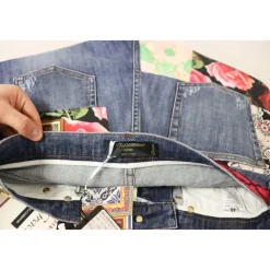 Blaue Patchwork High Waist Denim Jeans