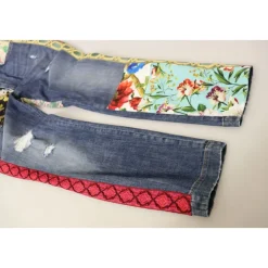 Blaue Patchwork High Waist Denim Jeans