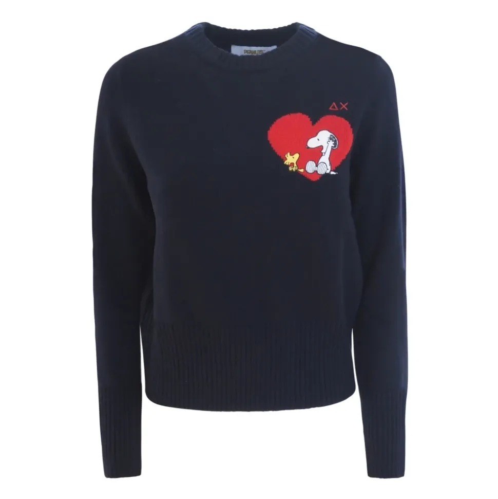 Blaue Peanuts Damen Pullover