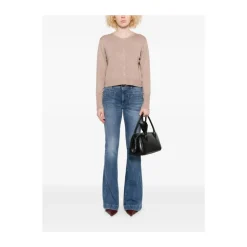 Blaue Schlaghose mit hoher Taille