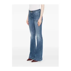 Blaue Schlaghose mit hoher Taille