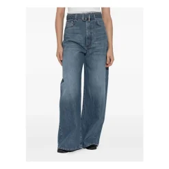 Blaue Seiden- & Nylon-Jeans