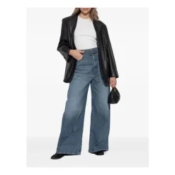 Blaue Seiden- & Nylon-Jeans