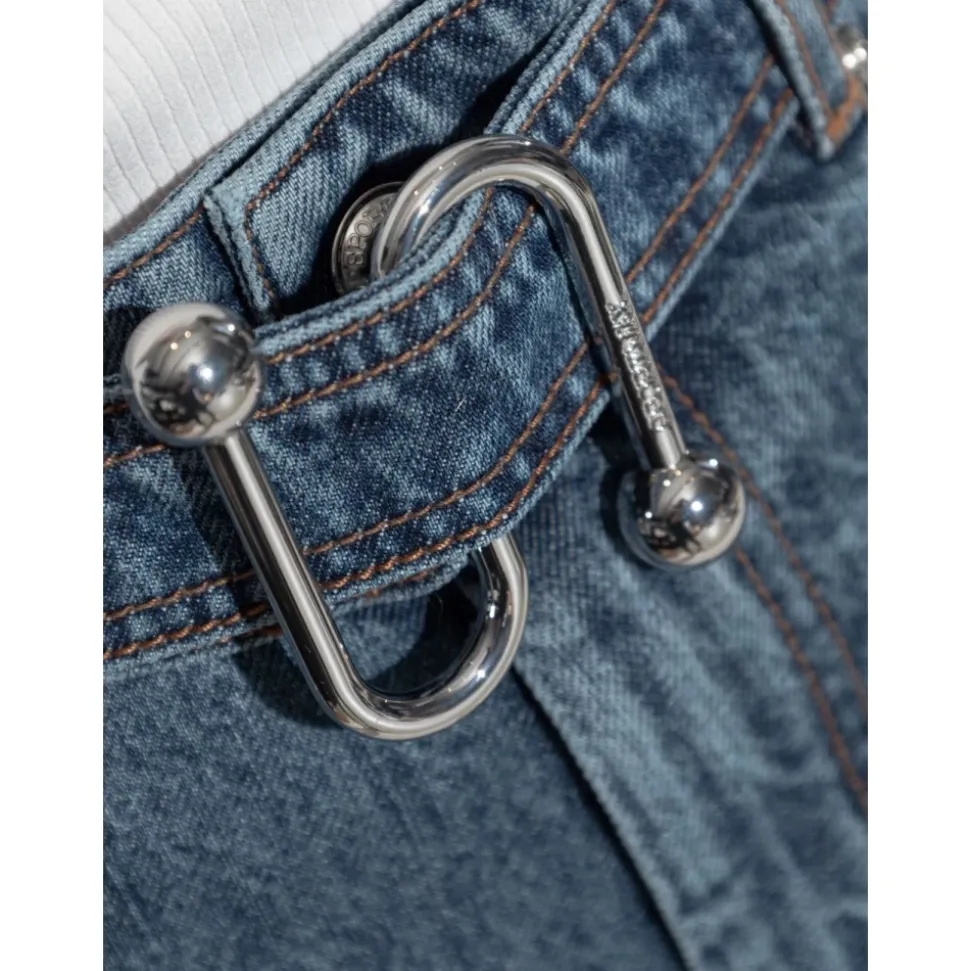 Blaue Seiden- & Nylon-Jeans