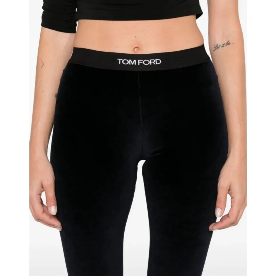Blaue Velours Skinny Hose
