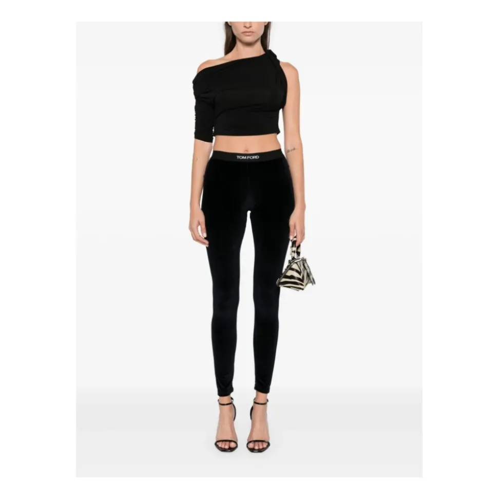 Blaue Velours Skinny Hose
