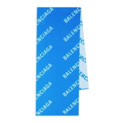 Blau/Weißer Wollschal mit Logo