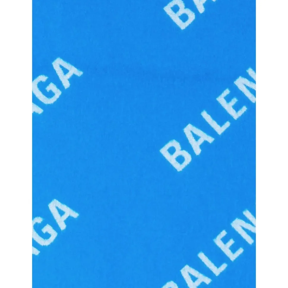 Blau/Weißer Wollschal mit Logo