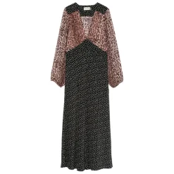 Blumenmuster V-Ausschnitt Ausgestelltes Kleid
