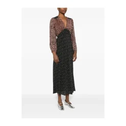 Blumenmuster V-Ausschnitt Ausgestelltes Kleid