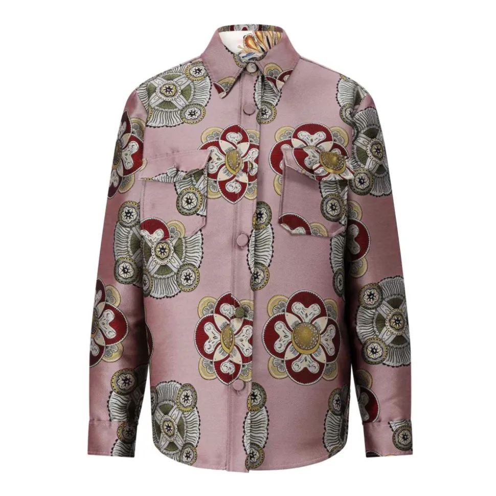 Blumen-Overshirt mit klassischem Knopfverschluss