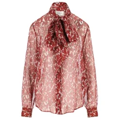 Blumige Seidenbluse Rot Italien