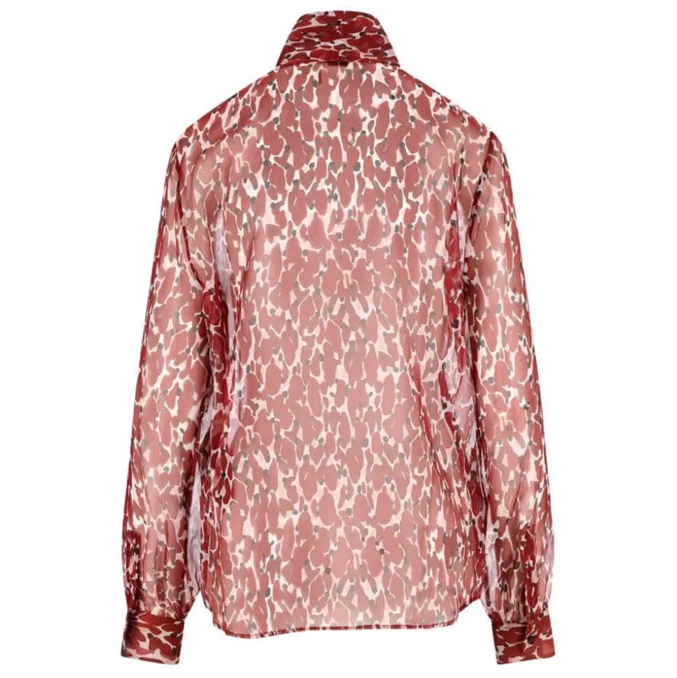 Blumige Seidenbluse Rot Italien