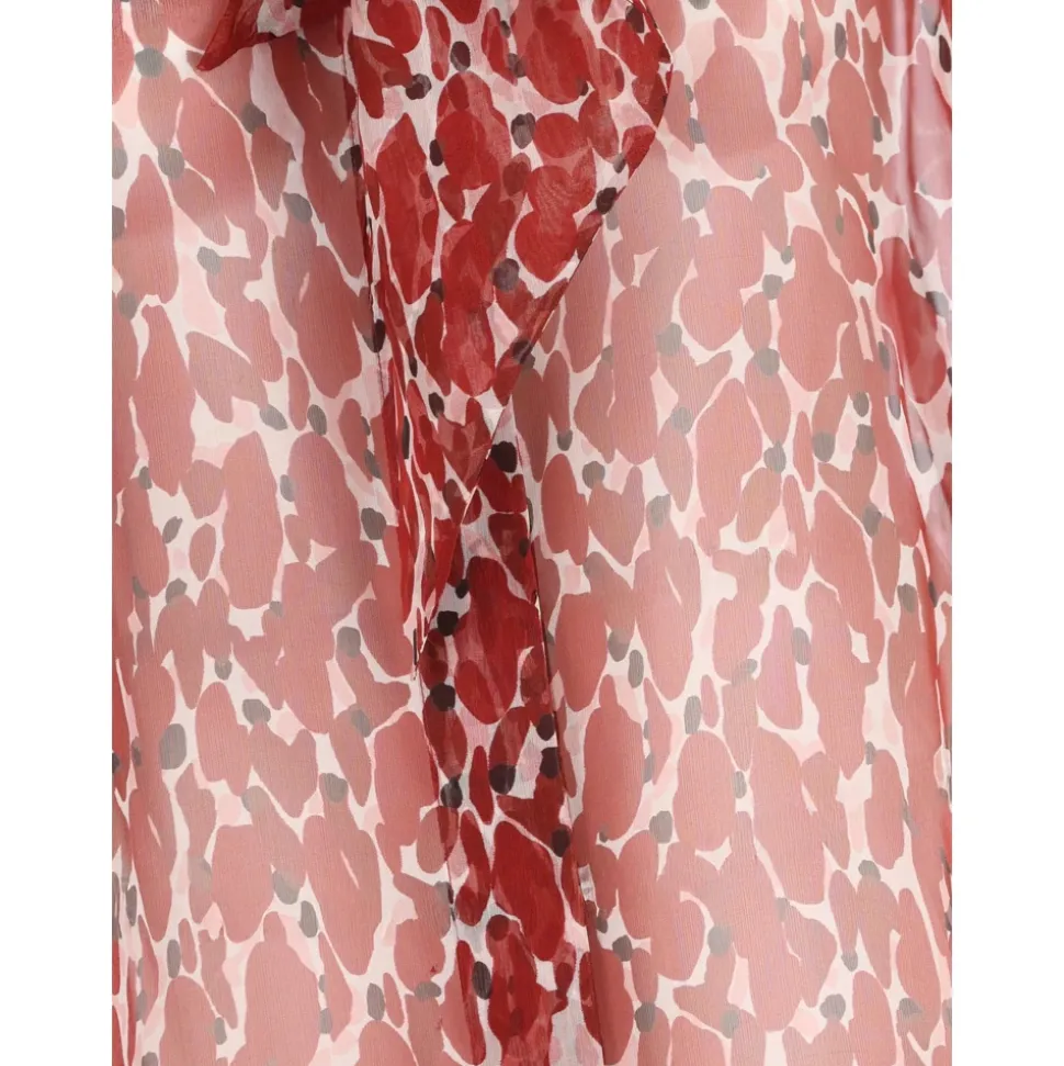 Blumige Seidenbluse Rot Italien