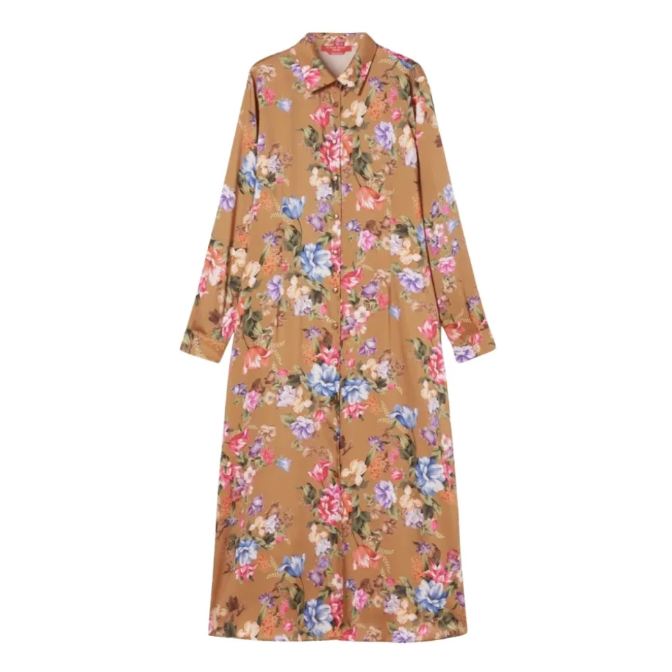 Blumiges Kleid mit Hemdkragen