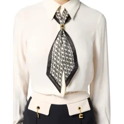 Bluse aus Georgette mit Foulard-Schal