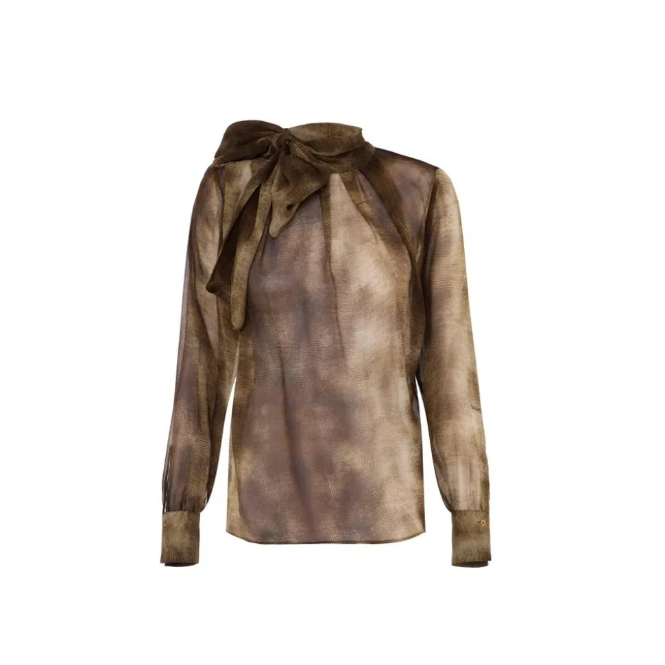 Bluse aus Voile mit Pythonmuster