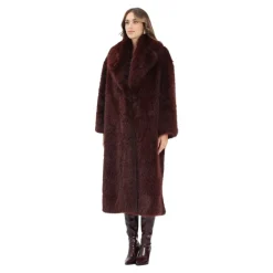 Bordeaux Faux Fur Shearling Jacke