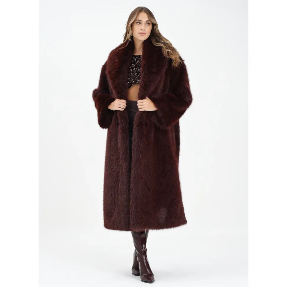 Bordeaux Faux Fur Shearling Jacke