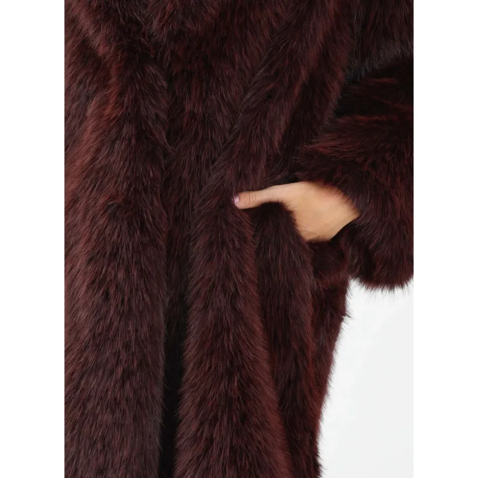 Bordeaux Faux Fur Shearling Jacke