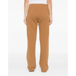 Braune Hose mit Elastischem Bund Gerader Schnitt