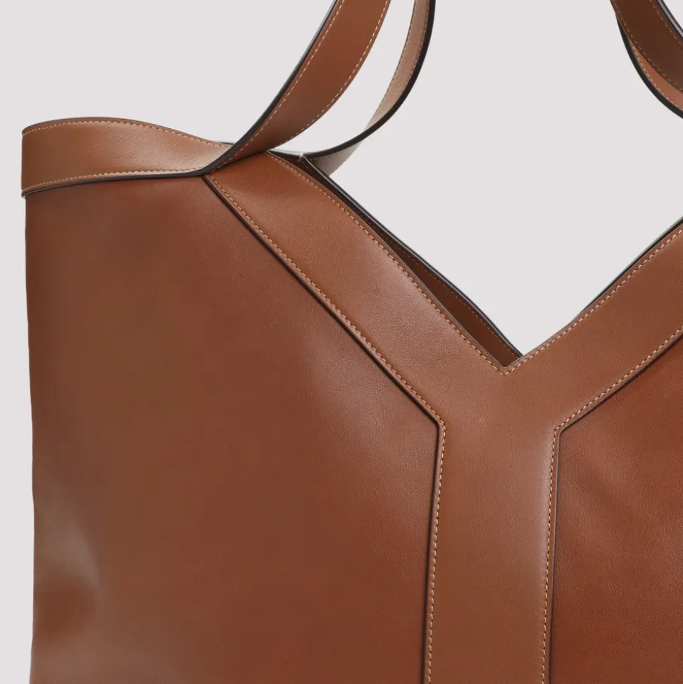 Braune Leder Y Schultertasche
