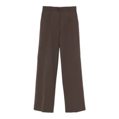 Braune Plissierte Straight Leg Hose